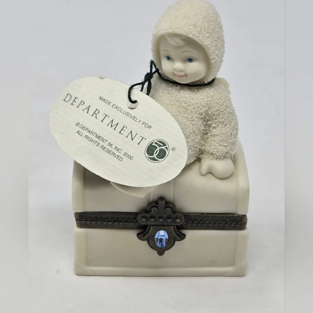 VINTAGE DEPARTMENT 56 SNOWBABIES HINGE SMALL TRINKET BOX SET OF 3 COLLECTIBLE